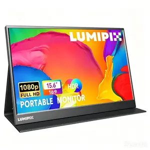 LUMIPIX｜Portable Monitor 15.6" FHD 1080P IPS 60Hz External Monitor with USB-C & HDMI, Ultra-Slim PC Accessory for Laptop, Mac, PC, PS5, Smart Cover & Speakers, Gamer Stuff for Gaming Needs