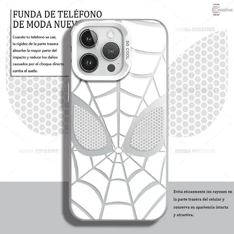 Anti-Shock Rigid Case, Classic Spider Web Spider Man Mask Fashion Cool Design Supports iPhone 17 Air 16 Pro Max 15 Plus 14 13 12 11 & Samsung Galaxy S23FE/22/26/24/25