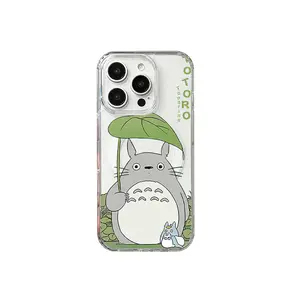 Cute cartoon Miyazaki Totoro pattern transparent phone case, compatible with iPhone 17, 16, 15, 14, 13 and 12.