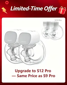 Momcozy S9 Pro & S12 Pro  Breast Pump, Upgraded Wearable Breast Pump, Hands-free Design, with LED Display, Dual-head Electric Portable Breast Pump, with 2 Modes and 9 Levels, 24mm,A