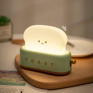 LED Bread Maker Night Light USB Charging Dimming Toast Lamp Bedroom Children Timing Sleeping Lamps Fun Switch Mood Light
