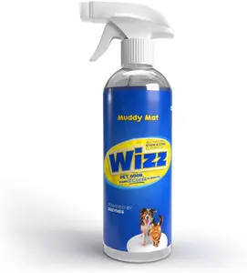Muddy Mat® Wizz Stain & Odor Remover for strong odor of Cat & Dog Pee Cleaner, Pet urine odor eliminator, Remove strain and Odor from carpets, fabric, clothing, furniture & Pets - 24oz Spray