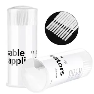 200 Pieces Disposable Micro Brush Applicator Microswabs for Eyelash Extension Removing Tools, Mini Cotton Swab Brushes for Makeup and Personal Care (White)