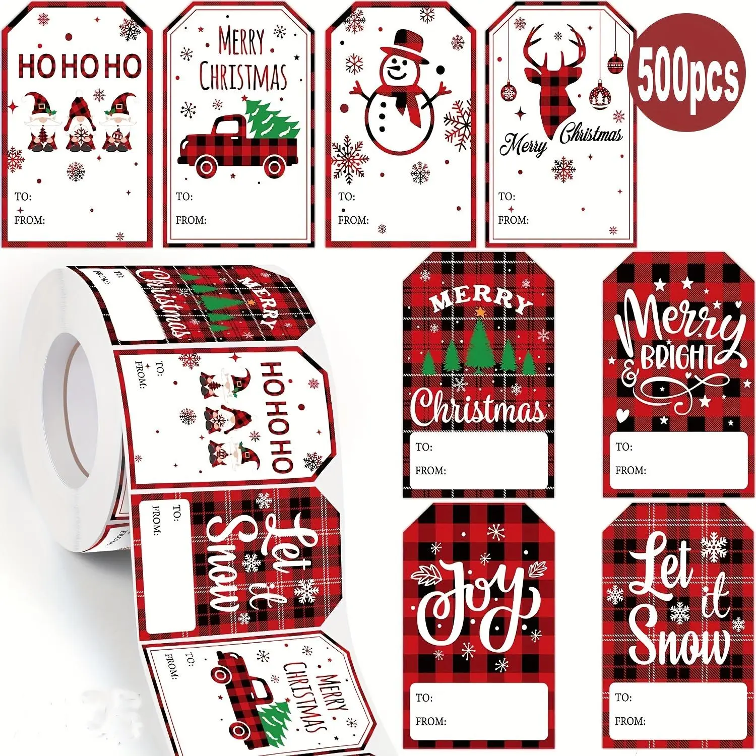 Christmas Gift Label, 500pcs/roll Gift Wrapping Label Sticker, Holiday Gift Decoration Sticker, Gift Wrapping Supplies for Home Party