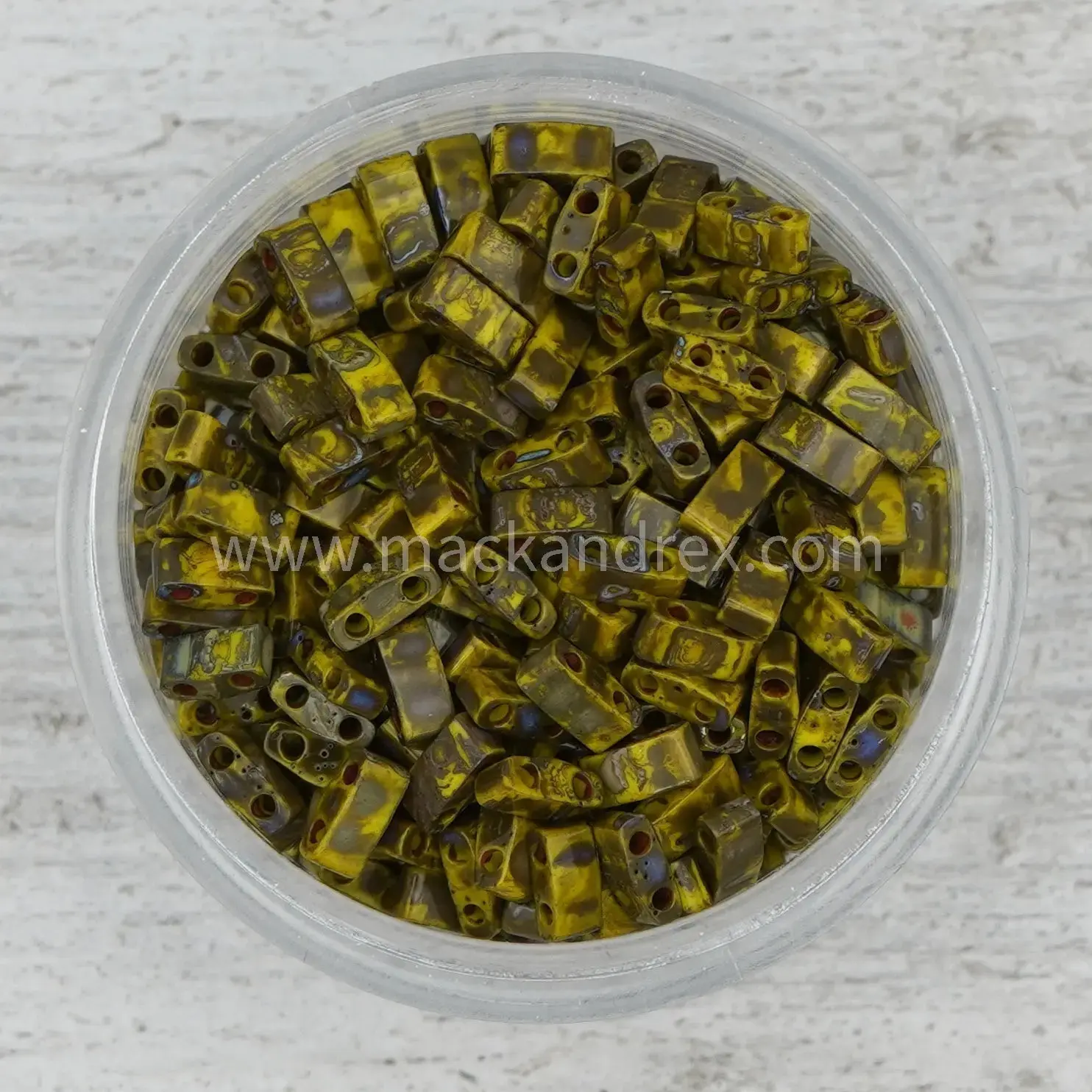 4519 Half Tila Beads - Peridot Picasso