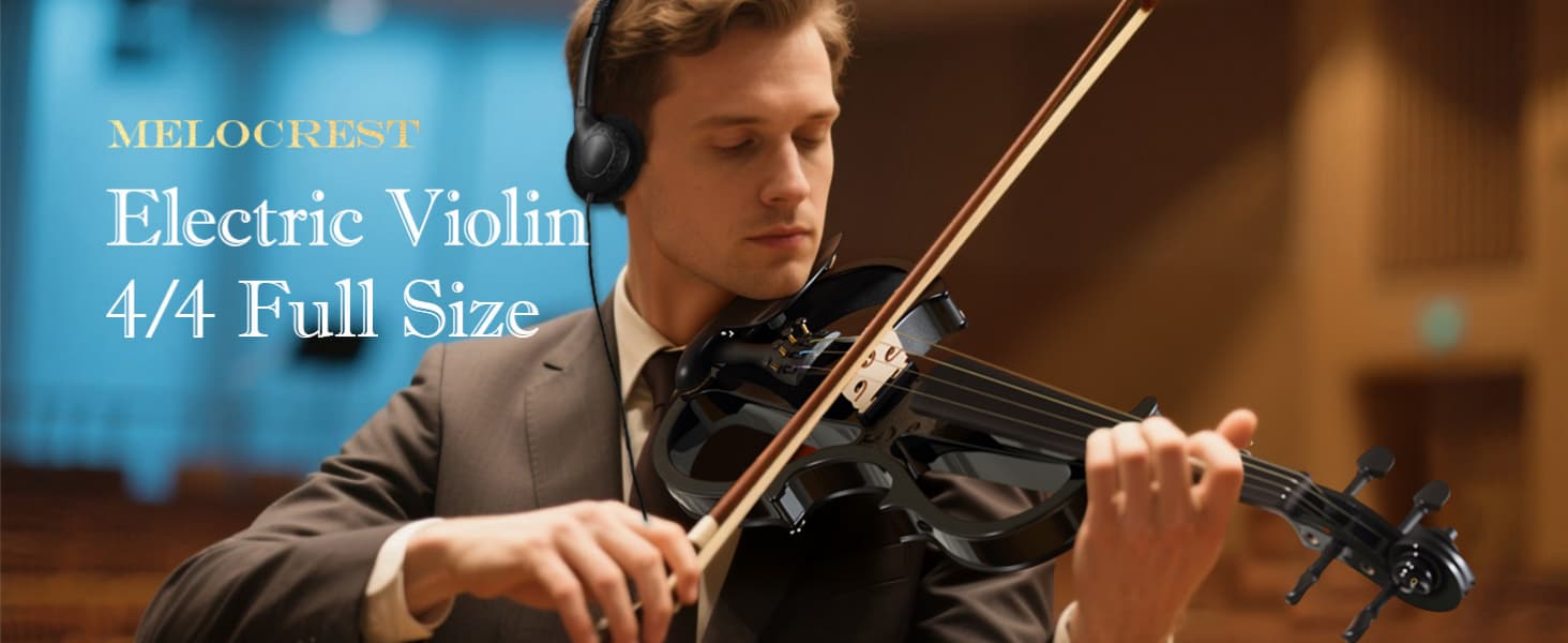 Electric Violin for Beginners - Solid Maple & Spruce, Ebony Fittings, Carbon Fiber Tailpiece, Full Size 4/4 (Black)