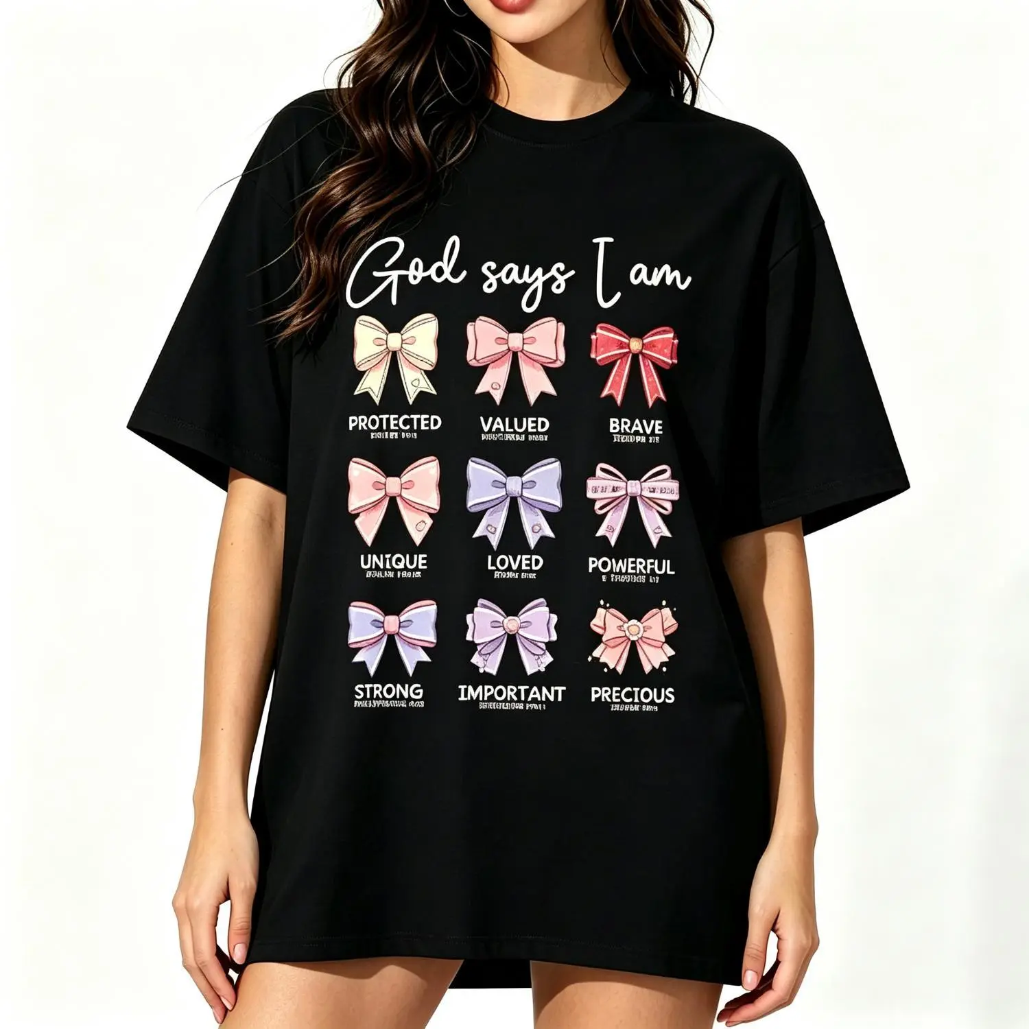“God Says I Am” Ribbons & Bible Verses Christian T-Shirt