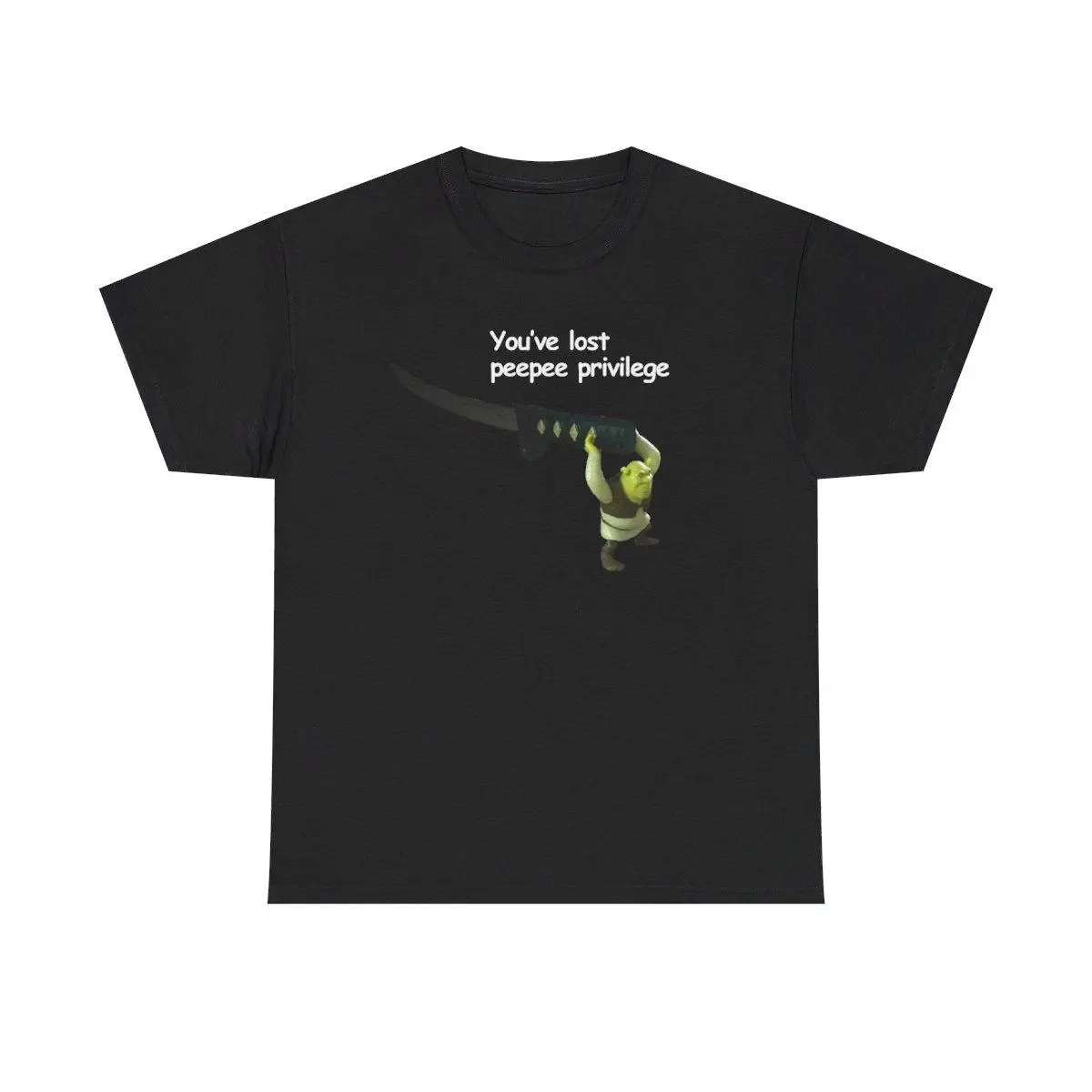 Men's Funny Shrek Meme T-Shirt, "You've Lost PeePee Privilege" Quote Graphic Top, Soft Casual Short-Sleeve Menswear, Tshirt, Shortsleeve