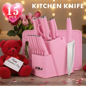 Kitchen knife set 15 pieces stainless steel knivesand scissors etc Block knife set Container FoodCutting Utensils Storage Modern Home Steak Blade Premium with Sharpener German。 butcher, knives for men, knives, knives kitchen set