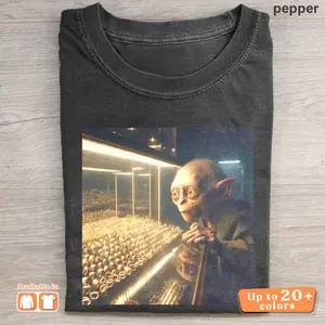 Vintage Fantasy LOTR Graphic T-shirt, retro lord of the rings Gollum with car graphic tees, funny meme top streetwear for men, for women, gift for Lord of the rings fan, Unisex Movies shirt for fan, unhinged shirts, sweater Classic Cotton