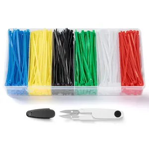 NOKOGMT 480-Pack 4-Inch Colored Zip Ties Kit with Storage Box & Scissors Heavy-Duty 2.5mm UV Resistant Nylon 66 Cable Ties in 6 Vibrant Colors for Multi-Purpose Use