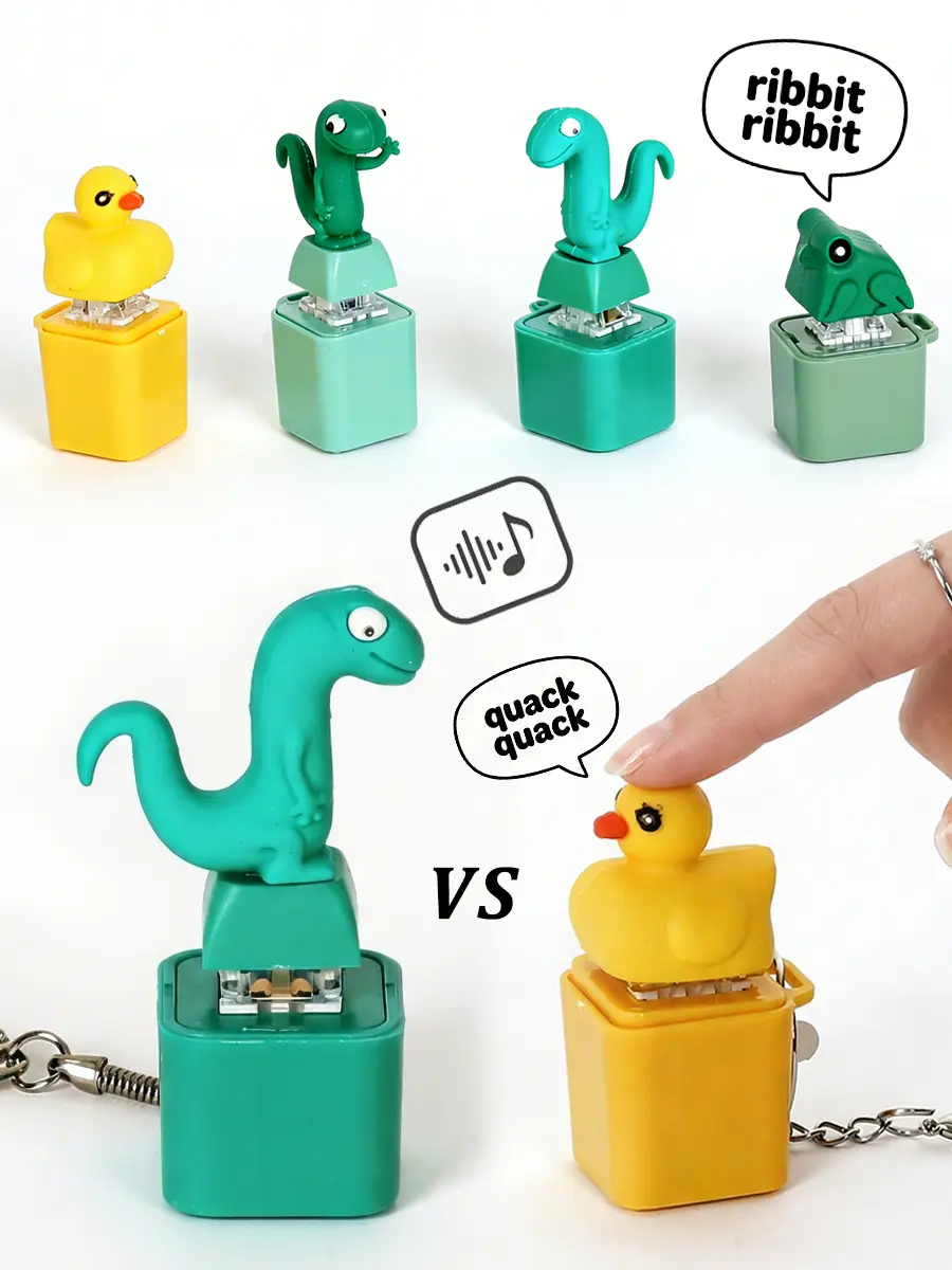 Cute Lizard Shaped Keychain, Frog & Duck Animal Fidget Clicker for Adults & Teens, Portable Stress Relief EDC Gadget with Squeaky Sound, Clicker Keychains, Clicking Sounds