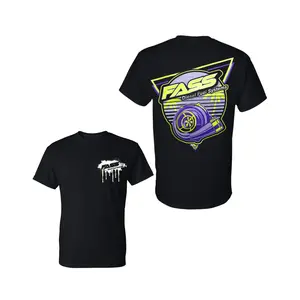 [Graphic T-Shirt] 100% Cotton - FASS Diesel Fuel Systems T-Shirt with Neon Turbocharger Graphic and Retro Geometric Design, Streetwear 2 Sides Graphic Tee, Soft Cotton Blend Shirt, Gift for Diesel Truck Fans