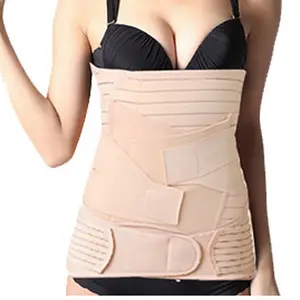 Women 3 in 1 Postpartum Girdle Abdominal Binder with Pelvis Belt Gastric Belt Combined Breathable Recovery Belly Wrap Post Pregnancy Support Belt Belly Band Tummy Wrap After Birth Wrist Slimming Shaper Shapewear for Women