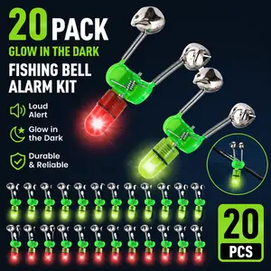 20Pcs LED Night Fishing Rod Bite Alarm – Twin Bells with Flashing Light, Audible & Visual Bite Indicator, Clip-on Alert for Carp, Catfish, Coarse Fishing – Great for Night Anglers tiktokshopspringglowup