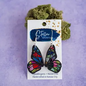 Stained Glass Butterfly Dangles