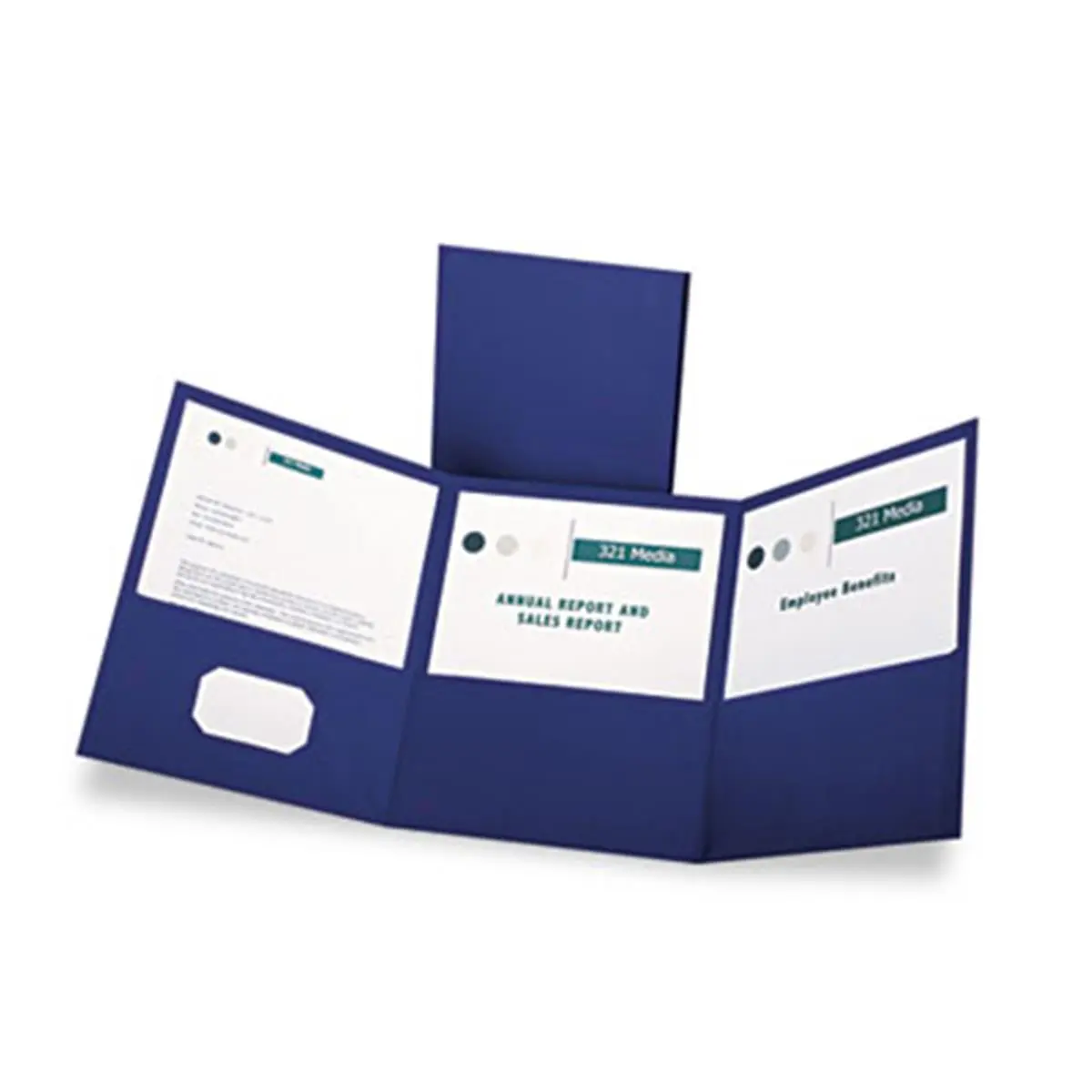 Esselte Pendaflex Tri-Fold Pocket Folder, 3 Pockets, Die-Cut Business Card Holder, Holds 150 Standard Letter-Size Sheets, Blue Office Filing Supply, Three