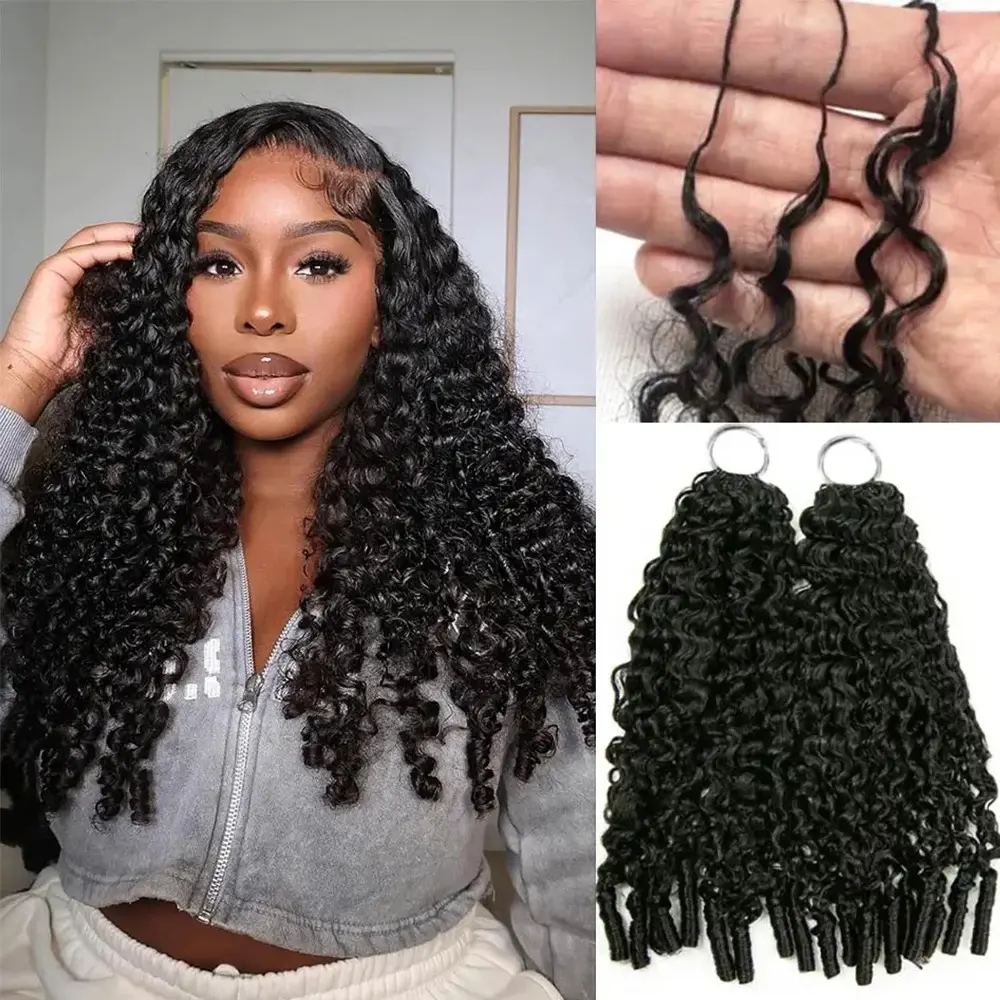 [New In] Bling Hair Burmese Curly Crochet Human Hair For Miracle Knots Human Hair Long Cord Feather for Braiding Invisible Pre-Separated Knotless Crochet Hair 50g/Pack 4 to 5 Bundles Recommended #DealsForYouDays