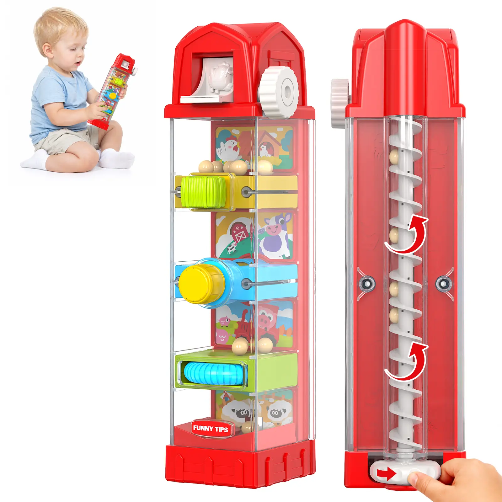 Farm Egg Drop Toy for Toddlers 2-4, Montessori Toy for 2 Year Olds, Fine Motor Activity, Cause and Effect Learning, Quiet Travel 2 3 Year Old Gift for Boys Girls,back to school