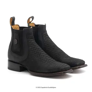 Black Matte Python Print Nobuck Leather Boot-H420563
