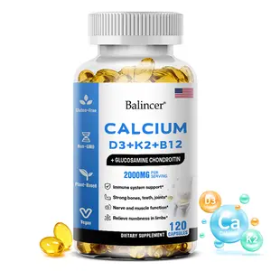 Balincer Calcium and vitamin D3+K2+B12 health supplements,Support bone and joint health, 120 Capsules