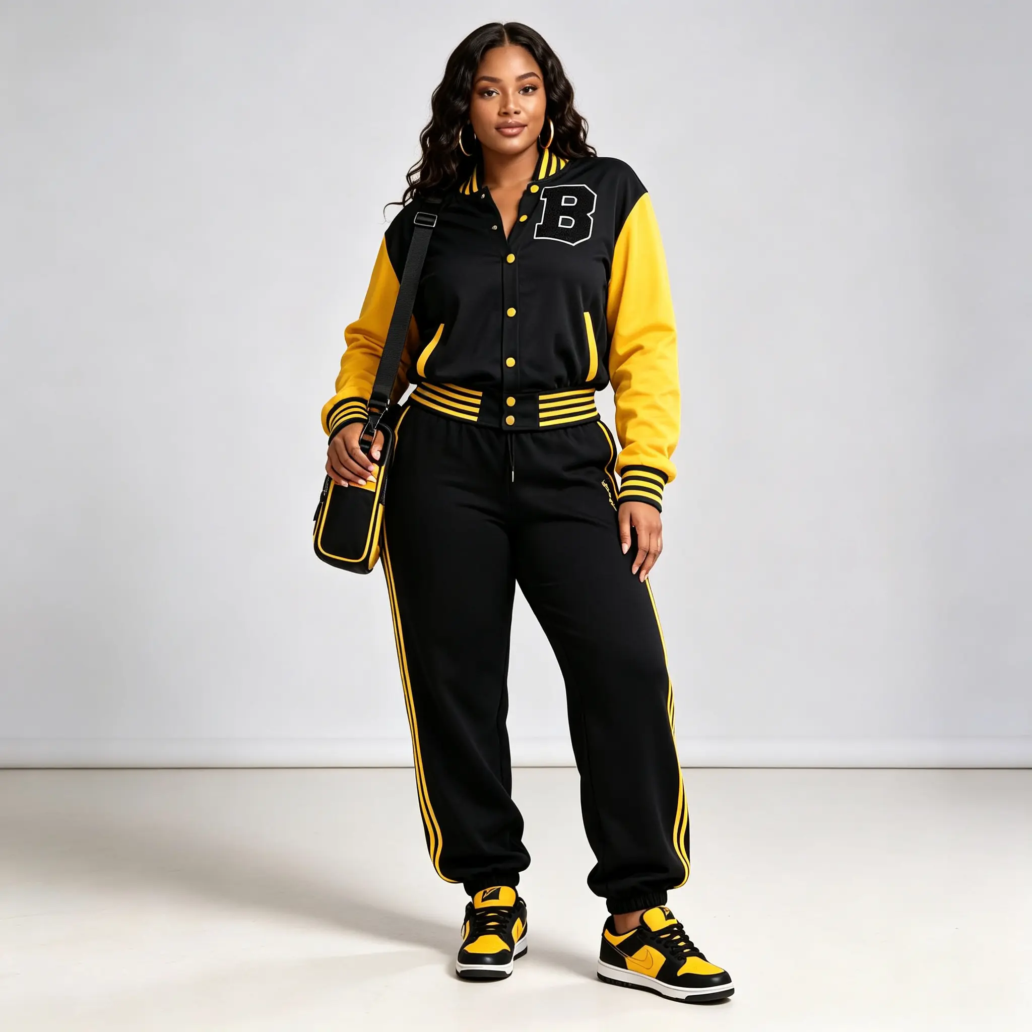 Women's Color Block Letter Patch Cropped Varsity Jacket Jogger Pants 2 Piece Tracksuit, Streetwear Baseball Matching Outfit Set