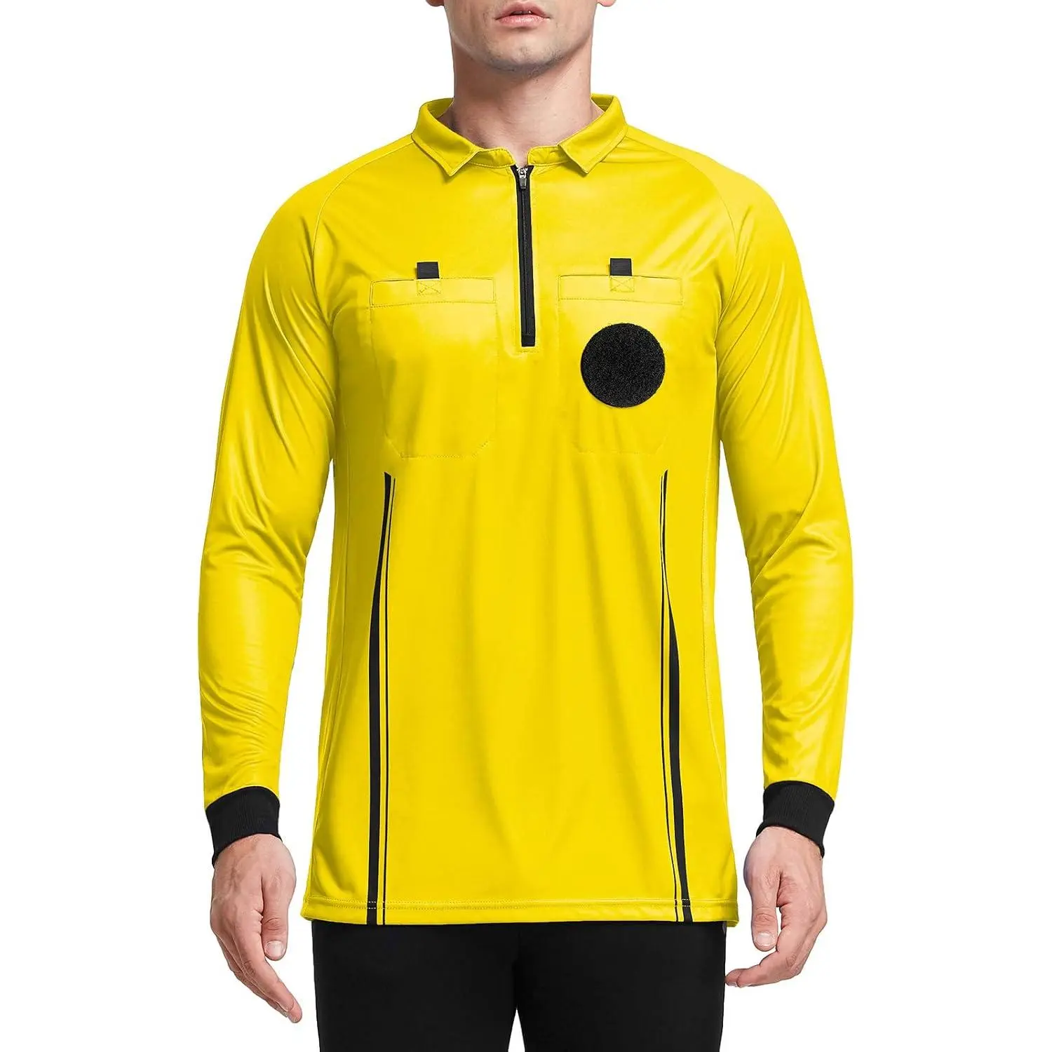 Men's Pro Long-Sleeve Soccer Referee Jersey, Athletic Activewear