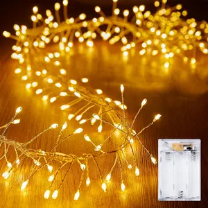 Fairy Lights Battery Operated, 10Ft 120 LED Firecracker String Lights, Waterproof Silver Wire Starry Firefly Light for DIY Wreath Weeding Indoor Outdoor Happy New Year ,Valentines Day Decorations