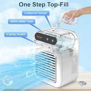 Portable Air Cooler Fan, Adjustable 2-speed Wind Suitable for Office Bedroom, Small USB Fan for Personal Use Personal Evaporative Cooler, 1800mAh Battery with 500ml Water Tank