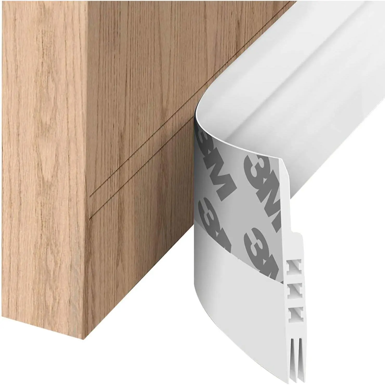 Door Draft Stopper Under Door Draft Blocker Insulator Door Sweep Weather Stripping Noise Stopper  Adhesive 39'' Length, White, 45, 1.77x39.37
