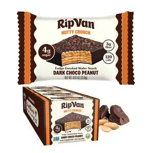Nutty Crunch Dark Chocolate Peanut Butter Wafer – Crispy Wafer Snack, Low Sugar, 120 Calories, Individually Wrapped - 16 Count
