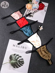 Men's Elegant Silk Satin Thong Set, 6-Piece Underwear Collection, Comfortable, Smooth, Soft & Stylish Design, Perfect for Daily Wear, Silky Fabric