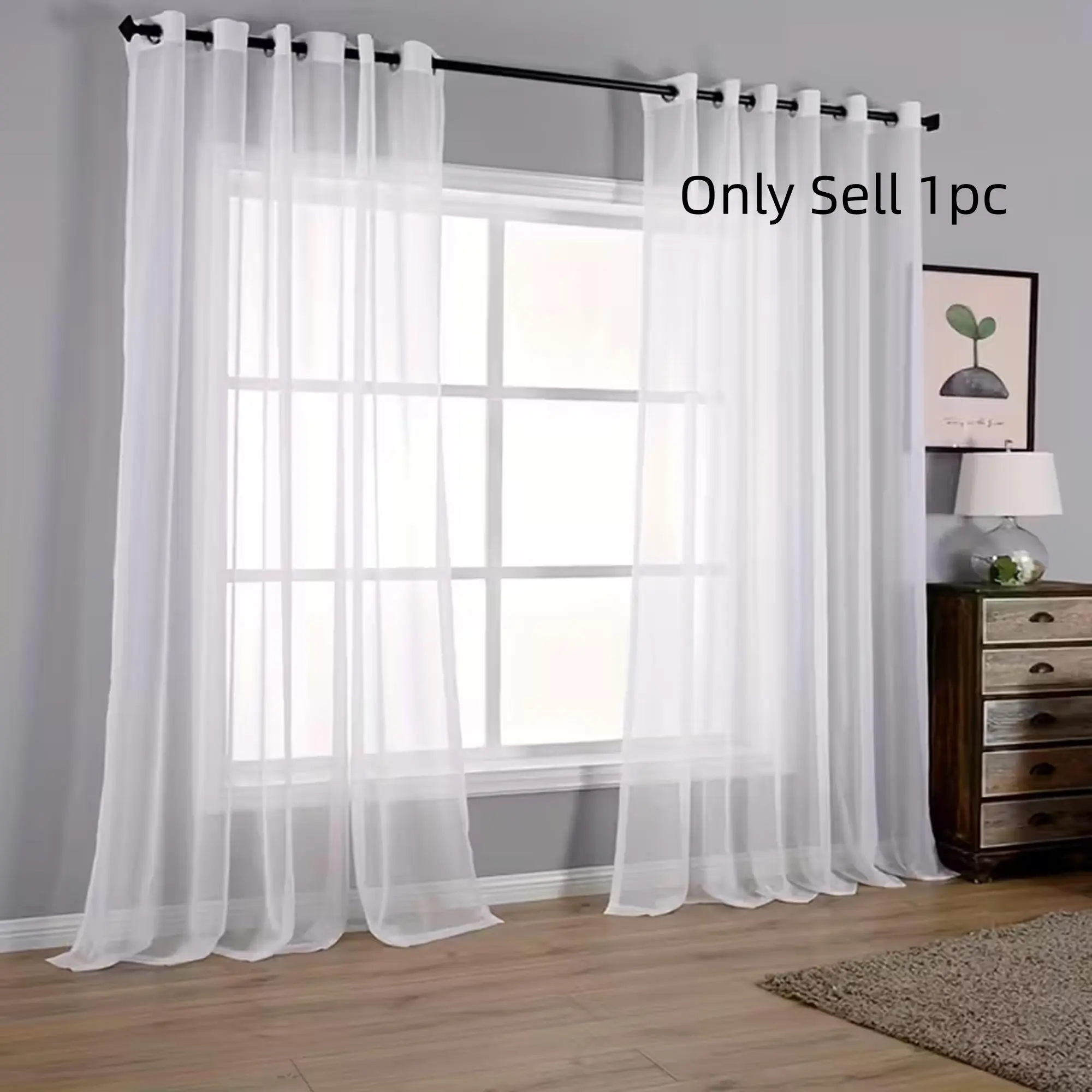 1pc Luxurious Minimalist Sheer Curtain, Thin Fabric, High Transparency, Soft Light Filtering, Privacy Protection, Bedroom Living Room Balcony, Window Curtain, Home Decorative Curtain