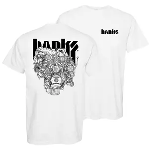 Banks Duramax Blueprint T-Shirt – Heavyweight Cotton, Double-Sided Diesel Engine Design, Perfect for Performance Enthusiasts