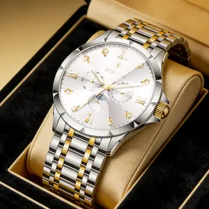 Elegant men's wristwatch, Swiss movement, polygonal mirror, waterproof and shockproof, luminous dial, suitable for business and leisure places