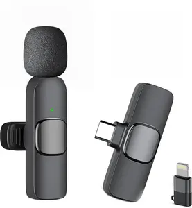 Professional Wireless Microphone for iPhone, iPad, Cordless Lavalier Lapel Omnidirectional Condenser Recording Mic for Video Recording, Live Streaming, Interview Podcast Vlog YouTube Tiktok