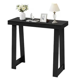 36-In Console Table, Modern Wooden Desk Behind Sofa, Narrow Rectangle Entrance Table, Long Sofa Table Accent Stand For Hallway, Bedroom, Living Room, And Foyer, Easy Assembly, Black Finish
