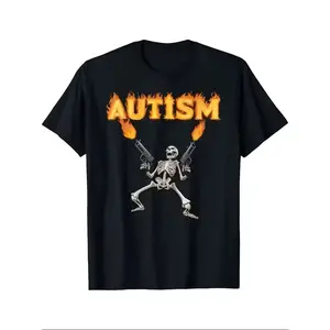 Men'S "Autism" Graphic T-Shirt - Funny Dank Meme, Round Neck, Short Sleeve, Casual Fit, All-Season,Adult Casual Wear | Humorous Tshirt | Lightweight Tshirt