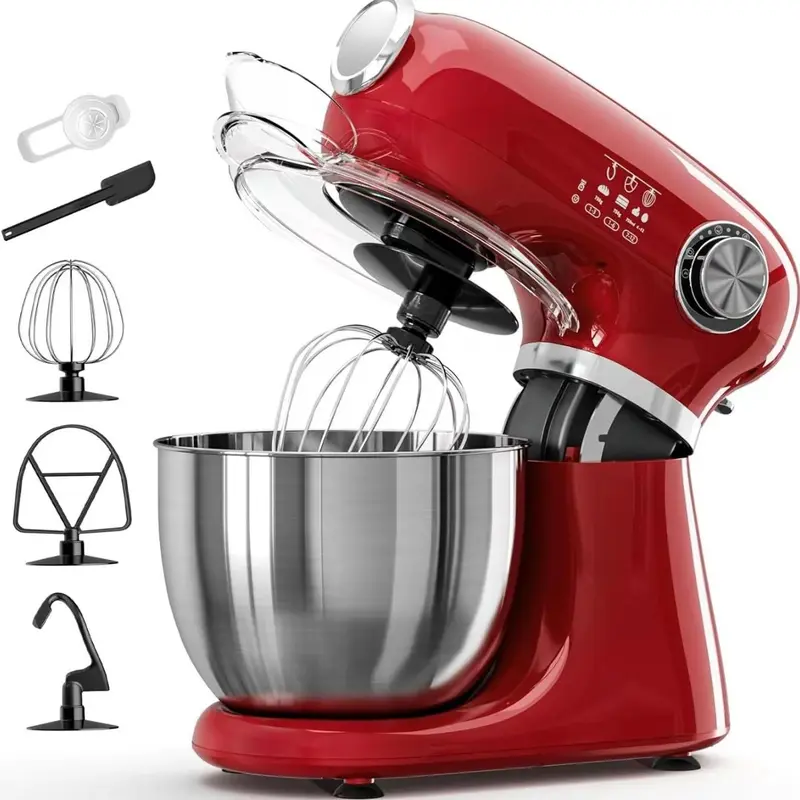 Kismile Artisan Electric Attachment Stand Mixer - 5.5-Quart Household Mixers, 12-Speed Kitchen Appliances, Stainless Steel Bowl, Suction Cups for Stability, Sleek & Compact Lightweight Black Tool, Multifunctional for Baking Tasks, With Egg Separator