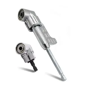 Silver 105 Degree Right Angle Drill Bit Holder, 1/4" Hex Shank Driver Angle Extension and Flexible Angle Extension Bit Kit for Screwdriver & Drill