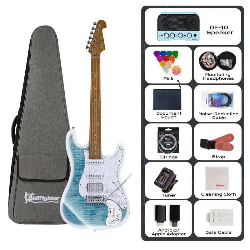 Bullfighter D160SE Limited Edition Smart Electric Guitar Music Gear with Built-in Effects, Bluetooth Live Streaming, and Headphone Monitoring for Recording, None, 15 Year Brand