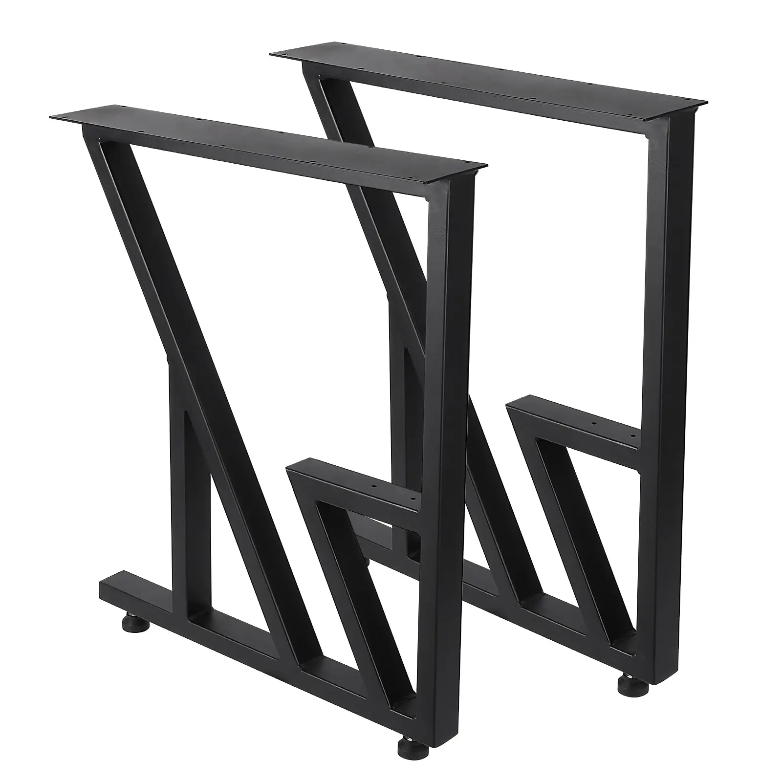 【GARVEE】Heavy Duty Black Cast Iron Table Legs 28"H×24"W, 2PCS - Reinforced Triangle Shape, Industrial Modern Design for DIY Furniture, Desk, Bench, Dining Tables