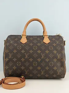 Pre-owned Monogram coated canvas Shoulder Bags Louis Vuitton Speedy Bandoulière 30 Monogram Canvas 【MB0166】only 2 segments included