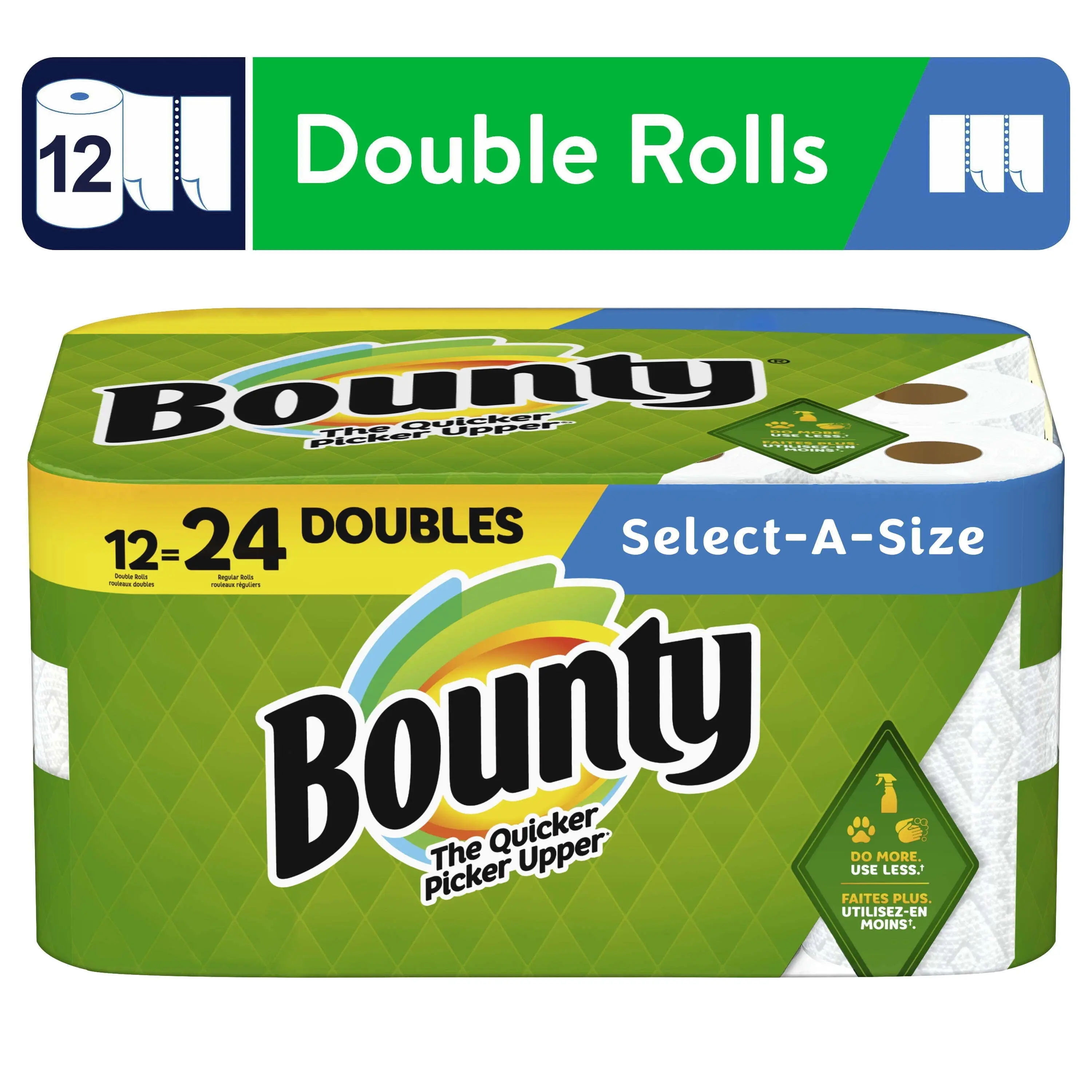 Bounty Select-A-Size Paper Towels, 12 Double Rolls, White