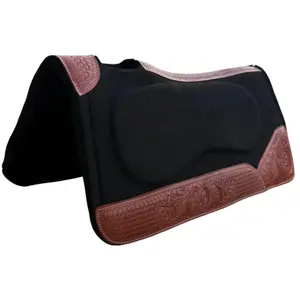 Western Tooled Felt Gel Saddle Pad, 31x32 in, 1" Contoured Wither Relief, Resistance Design, Equestrian Riding Gear for Training
