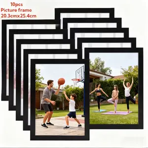 Black 5x7/8x10 photo frame 10 piece set, suitable for wall mounted or desktop display, suitable for family photos and home decoration