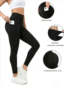 Women's High Waisted Leggings - No See-Through, Tummy Control, Pockets Design, All Seasons Female Sports Bottoms for Yoga, Cycling Workouts