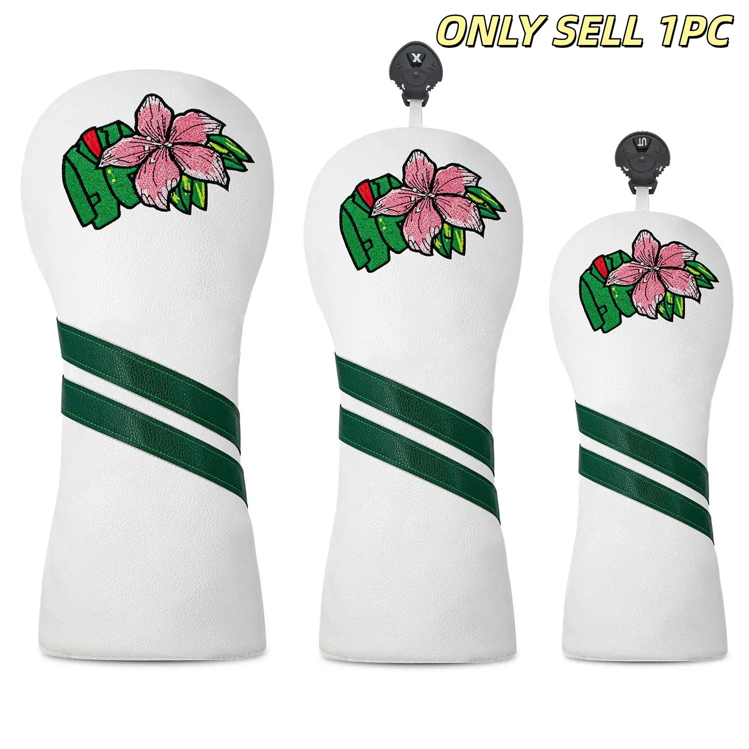 Green jacket + cherry blossom design Style Golf Club Head Cover, Golf Wood Head Cover, Golf Accessory, Golf Gift Accessory, Golf Supply, Golf Equipment - Adopting Exquisite Embroidery Techniques, Suitable For Outdoor Enthusiasts