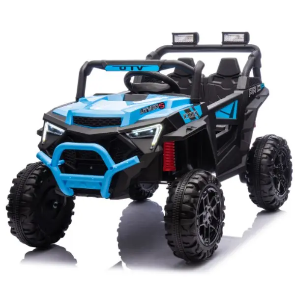 24V 400W 2-Seater Kids All-Terrain Ride-On UTV - Off-Road Electric Buggy, 2.4G Parental Remote, Full 4-Wheel Suspension, LED Lights, Portable Pull Handle, Bluetooth USB MP3 & Power Display, Anti-Collision Four-Wheel Frame, Birthday Toy for Kids Ages 3+