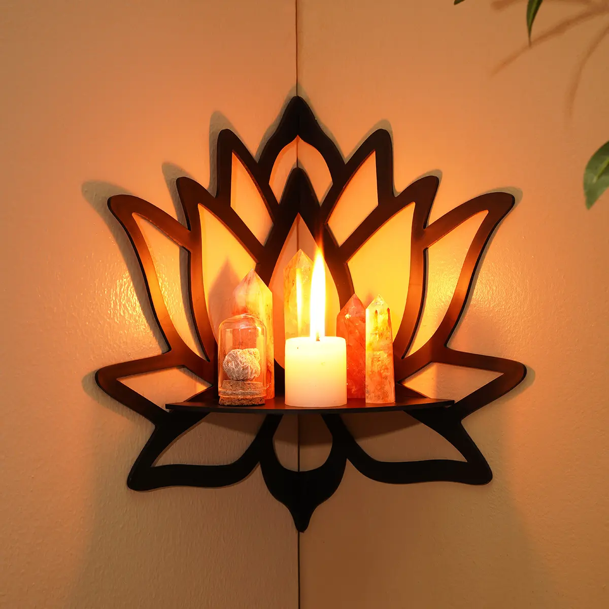 DIY Floating Shelf Kit, / Lotus Design Wall Mounted Display Rack, Home Decor Corner Shelves for Living Room & Candle Holder, Vintage Home Decor, Decoration, Decoration Items
